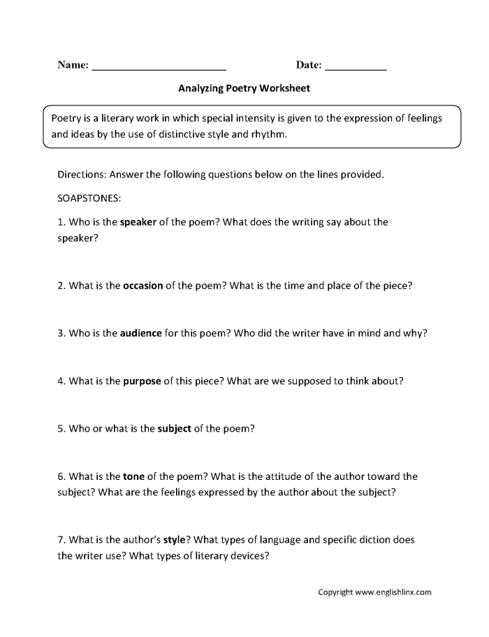 Thanksgiving poem reading and comprehension worksheet for sixth graders, image 17 Sixth-grade worksheet for analyzing Ella Wheeler Wilcox's Thanksgiving poem