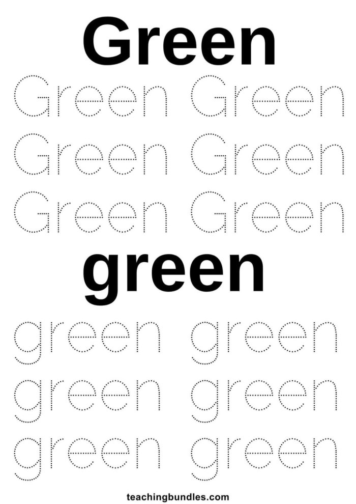 The Color Green worksheet for Pre-K