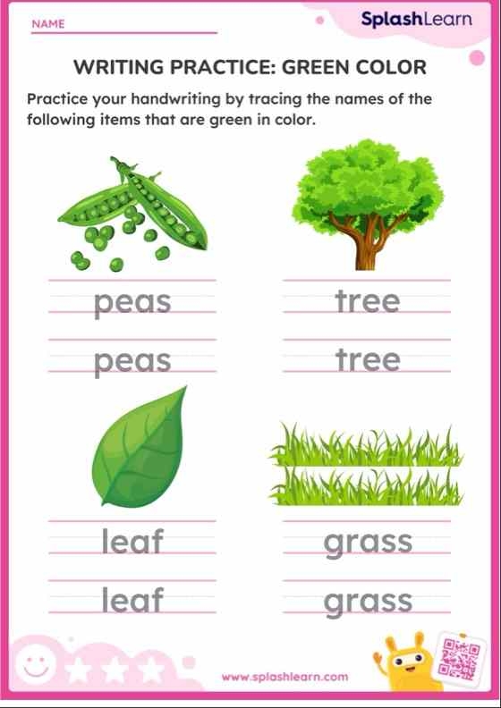 The Color Green worksheet for Pre-K