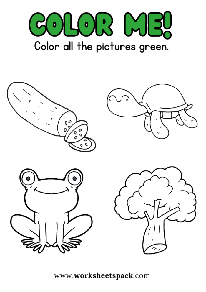 The Color Green worksheet for Pre-K