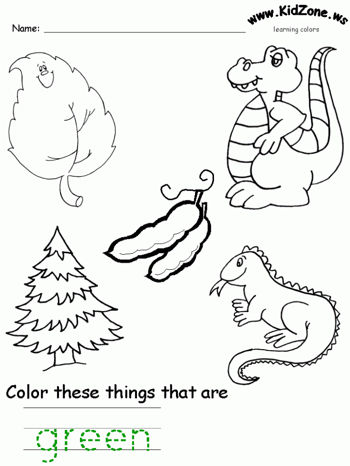 The Color Green worksheet for Pre-K