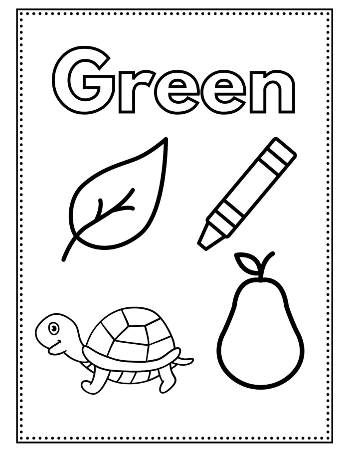 The Color Green worksheet for Pre-K