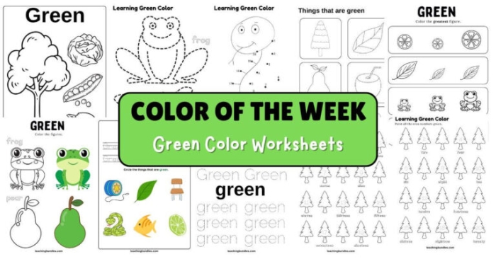 The Color Green worksheet for Pre-K