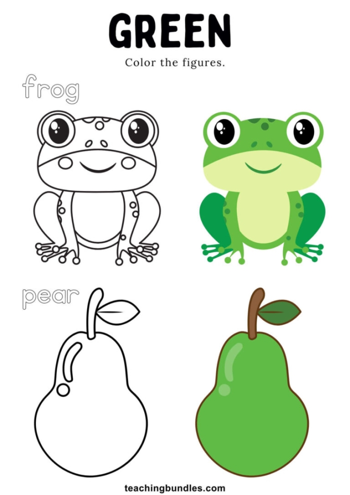 The Color Green worksheet for Pre-K