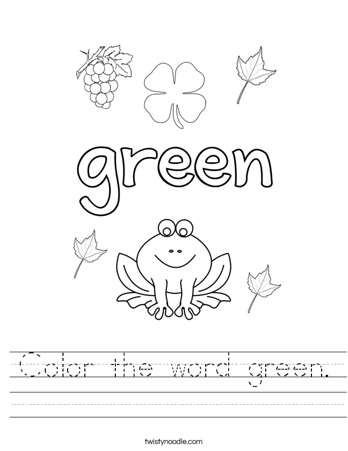 The Color Green worksheet for Pre-K