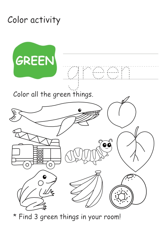 The Color Green worksheet for Pre-K
