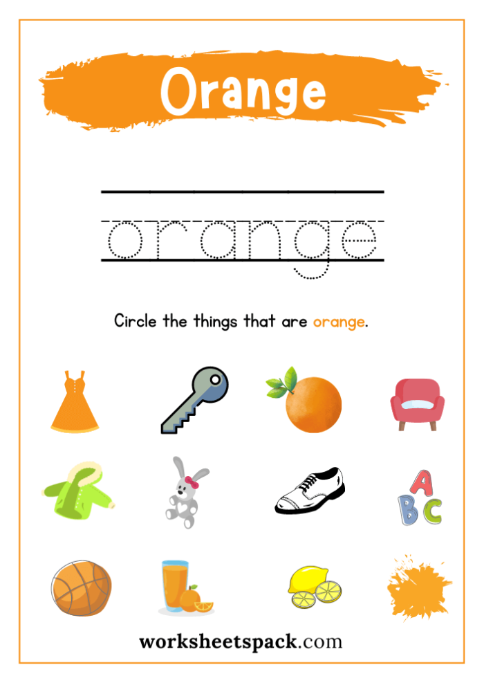 Time and Money worksheet for Pre-K The Color Orange worksheet for Pre-K