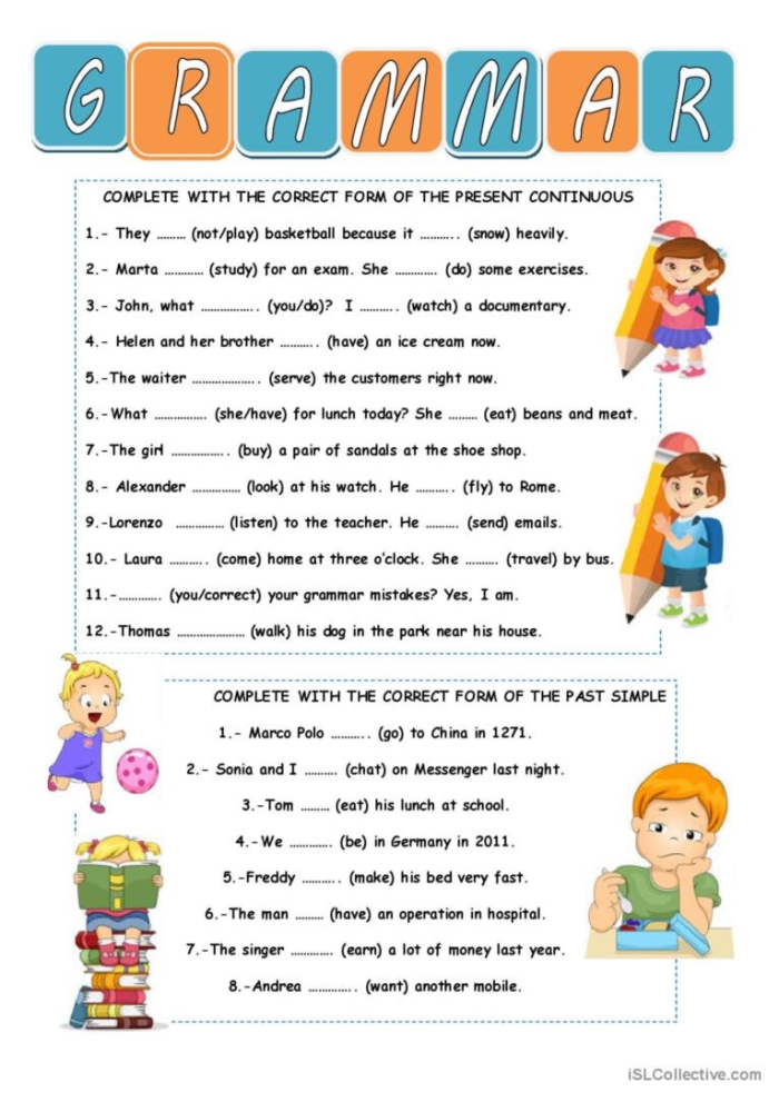 Third graders completing an abbreviations worksheet with a word bank