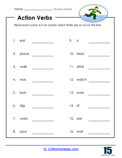Action verbs practice worksheet for third graders focusing on active and passive verbs, image 17 Third grade students working on identifying action verbs in a colorful worksheet
