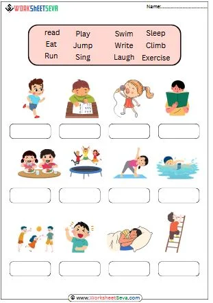 Fun Printable Worksheets to Identify Action Verbs for Third