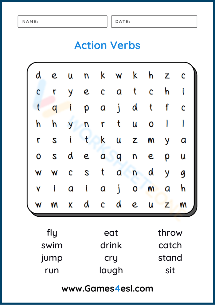 Grammar and Mechanics activity page teaching active versus passive verbs, image 22 Third grade worksheet focused on identifying action verbs in sentences