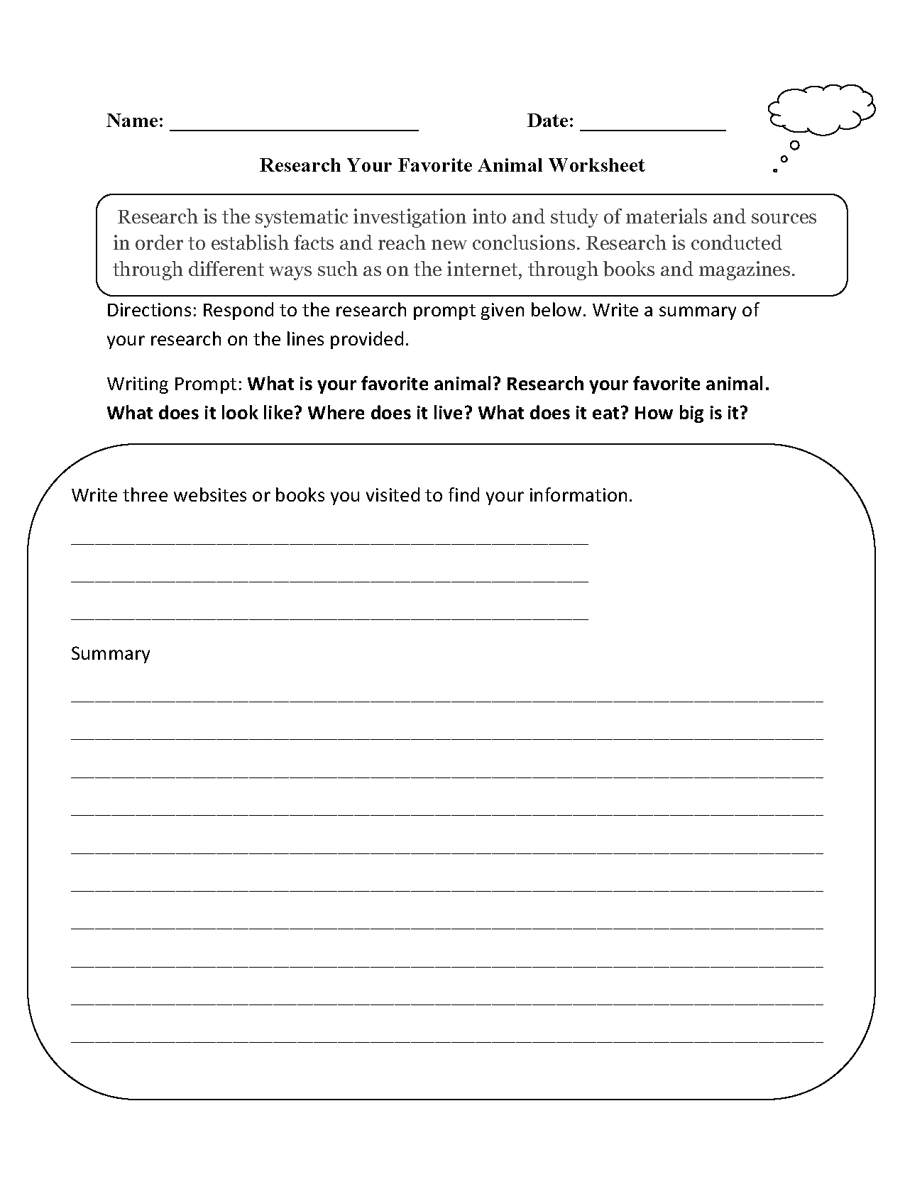 Third grade student filling out the My Research Notes worksheet for addition practice