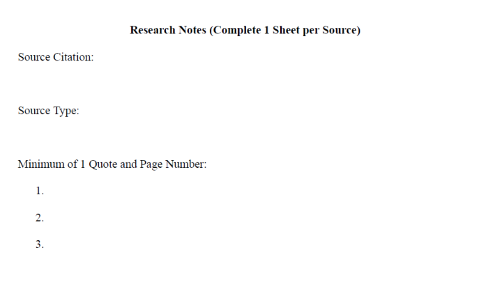 Third Grade addition My Research Notes worksheet for organizing research information