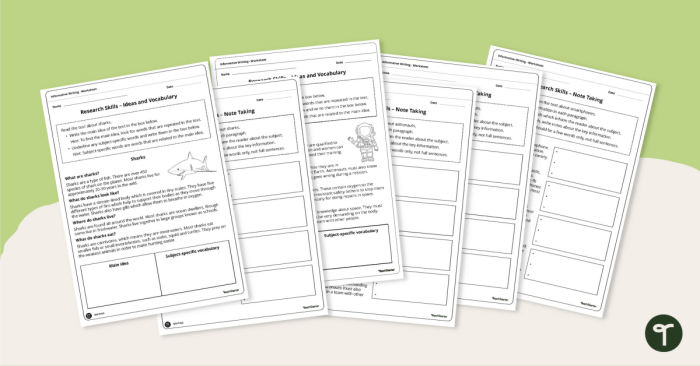 Third Grade addition My Research Notes worksheet for organizing research information