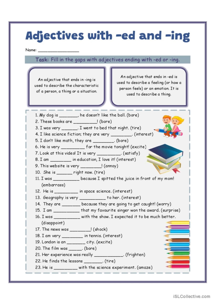 It's Grammar Time: Engaging adjectives practice for young learners Adjectives worksheet for third graders focusing on grammar skills