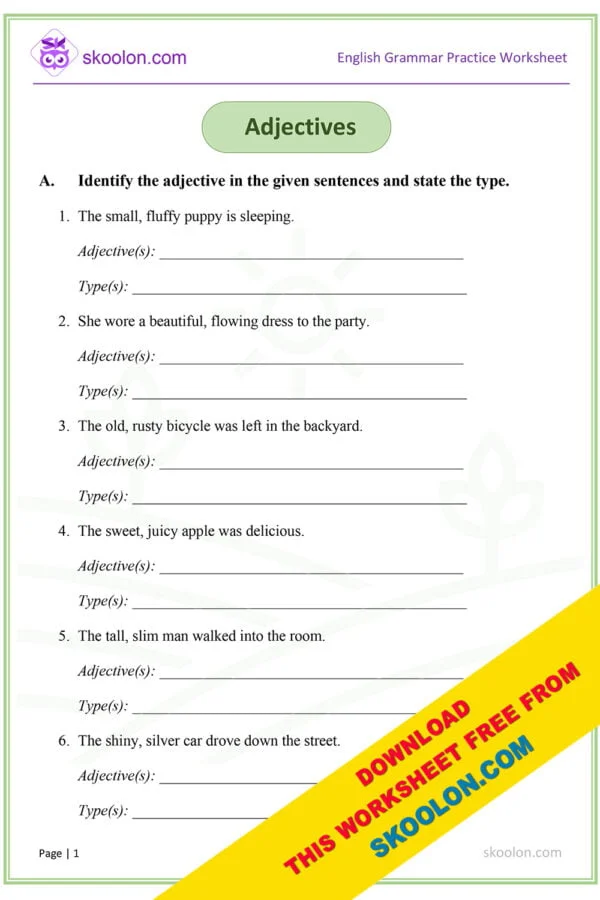 Geometry worksheet for Third Grade A colorful worksheet for third graders focused on adjectives in grammar. It’s Grammar Time: Adjectives worksheet for engaging learning.