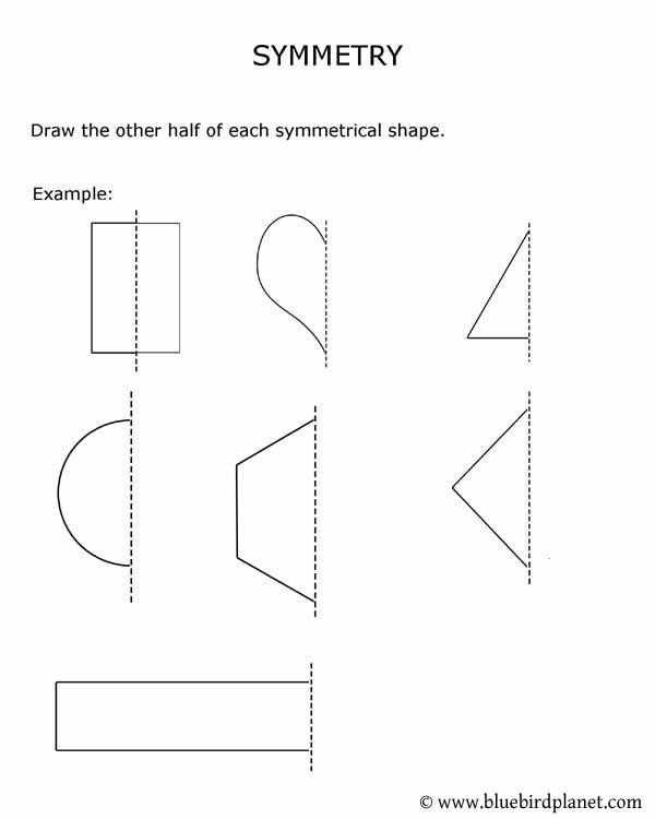 Third grade worksheet showing letters with lines of symmetry for a fun alphabet symmetry exercise