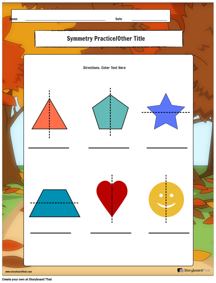 Third grade Alphabet Symmetry worksheet showing letters with lines of symmetry for a classroom activity