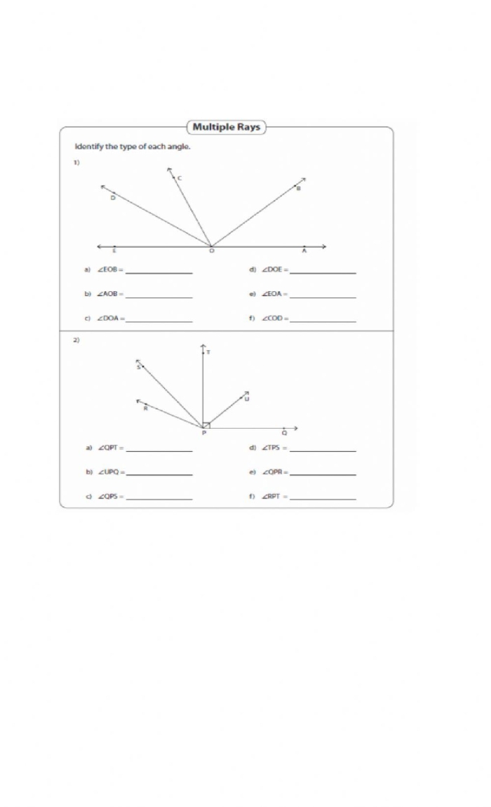 Identifying Angles practice sheet for Grade 3 students Worksheet for third graders to identify right, acute, and obtuse angles