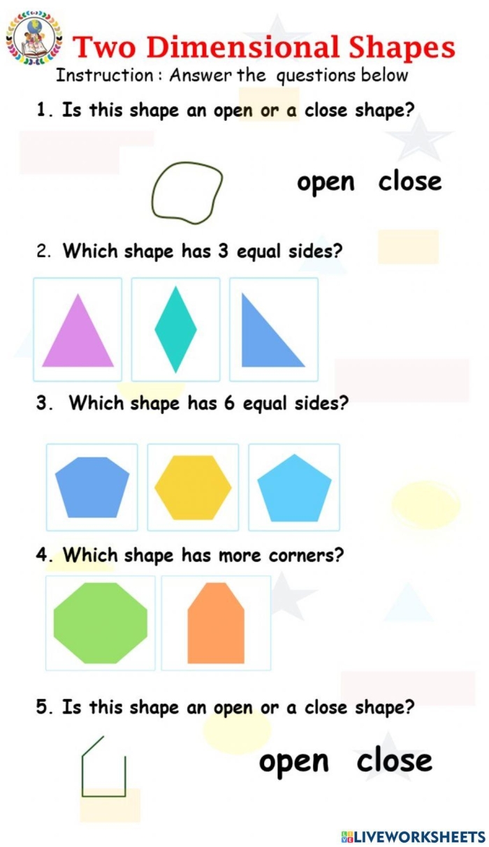 Third grade students practicing angle counting in various two-dimensional shapes