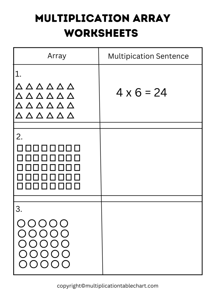 Fun Printable Array Multiplication Worksheets for Third Grade