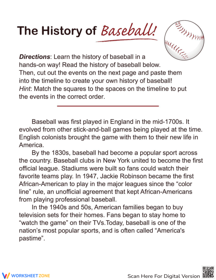 Third grade baseball history reading comprehension worksheet with place value activities for spring break learning