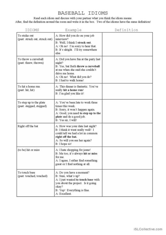 Test your baseball terminology skills with this engaging worksheet Baseball lingo vocabulary matching worksheet for third graders
