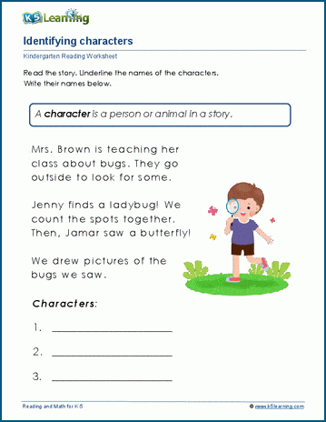 Educational resource for understanding characters in storybooks for young readers Worksheet showcasing book characters for third graders learning about fractions
