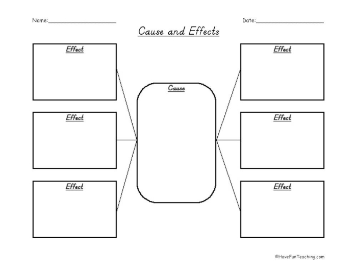 Graphic organizer illustrating cause and effect concepts for third-grade French learners