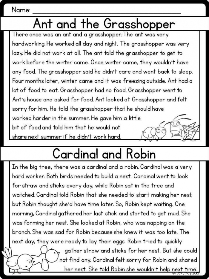Third grade students working on a comparing characters worksheet to improve reading skills