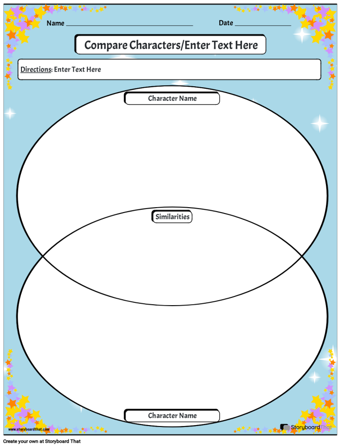Third grade students comparing characters in two stories on a worksheet