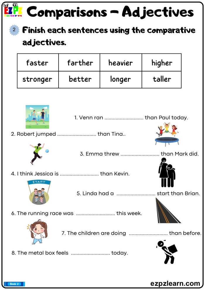 Fill in the Blank: Comparative Adjectives worksheet for third graders Worksheet for practicing comparative adjectives in grammar