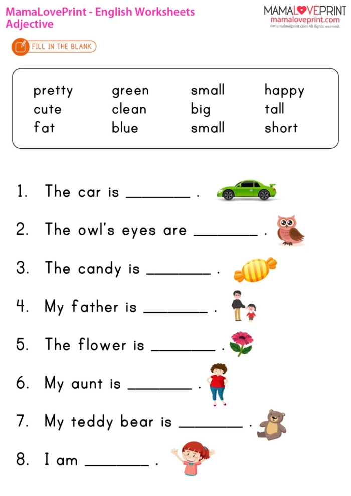 Fill in the Blank: Comparative Adjectives Worksheet for Students Worksheet for practicing comparative adjectives in third grade grammar