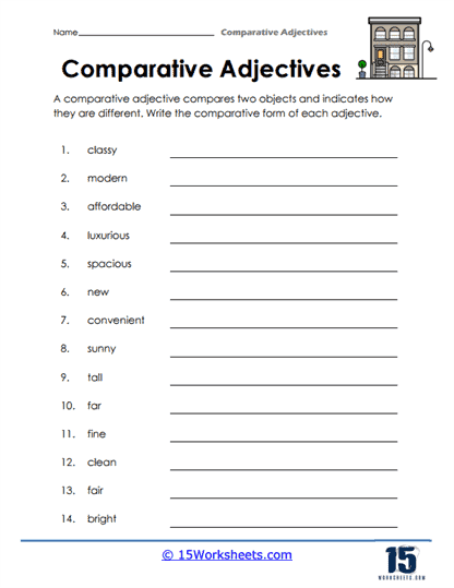 Comparative Adjectives Worksheet for Third Grade Students Third-grade students engaging with a Fill in the Blank worksheet on comparative adjectives