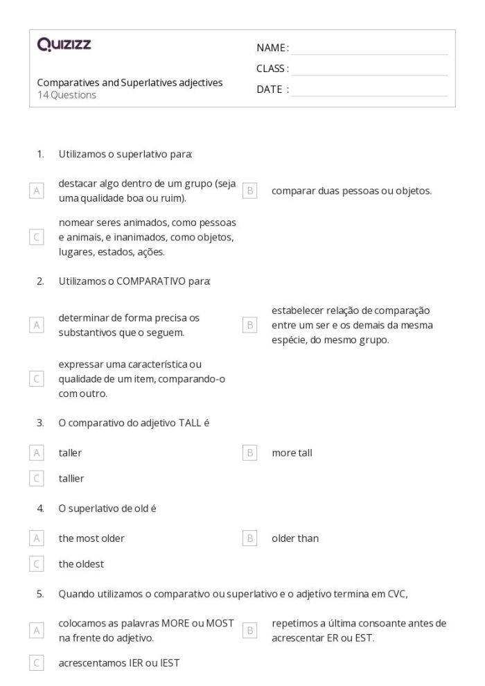 Third-grade grammar worksheet on comparatives and superlatives, image 23 Comparatives and superlatives worksheet designed for third-grade students