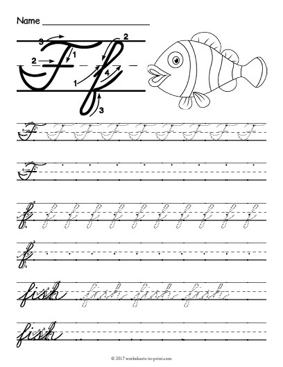 Fun Printable Cursive F Worksheets for Third Grade Writing Practices
