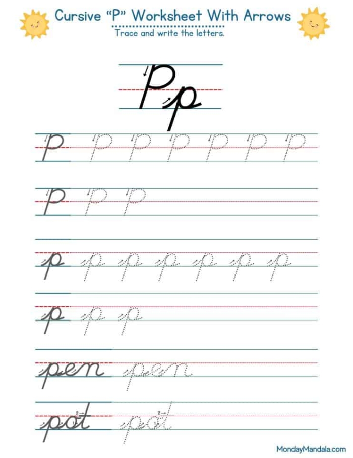 Third Grade life science cursive P worksheet with practice exercises