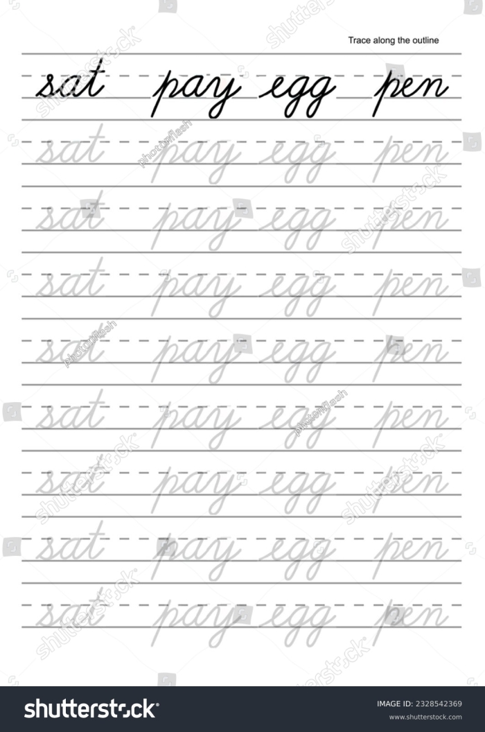 Third grade life science cursive P writing practice worksheet
