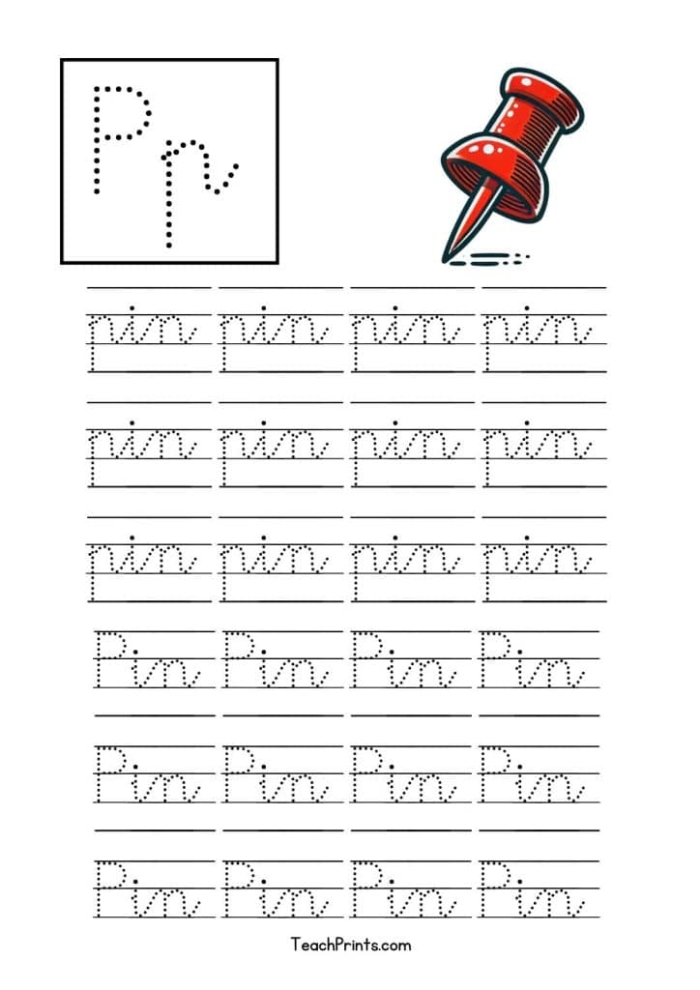Third grade life science cursive P worksheet with practice exercises for writing