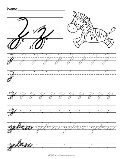 Fun Printable Cursive Z Worksheets for Third Grade Life Science