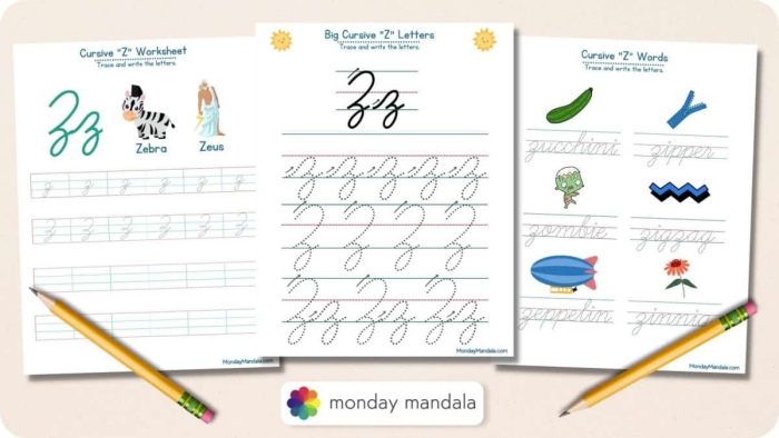 Cursive Z handwriting exercise featuring Zach and a zoo zebra for third graders Third grade cursive Z writing practice with Zach and a zebra on a worksheet