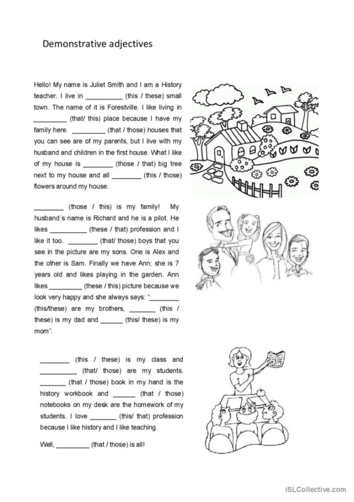 Geometry demonstrative adjectives exercise for third graders, image 12 Third grade geometry worksheet focused on demonstrative adjectives like this, that, these, and those