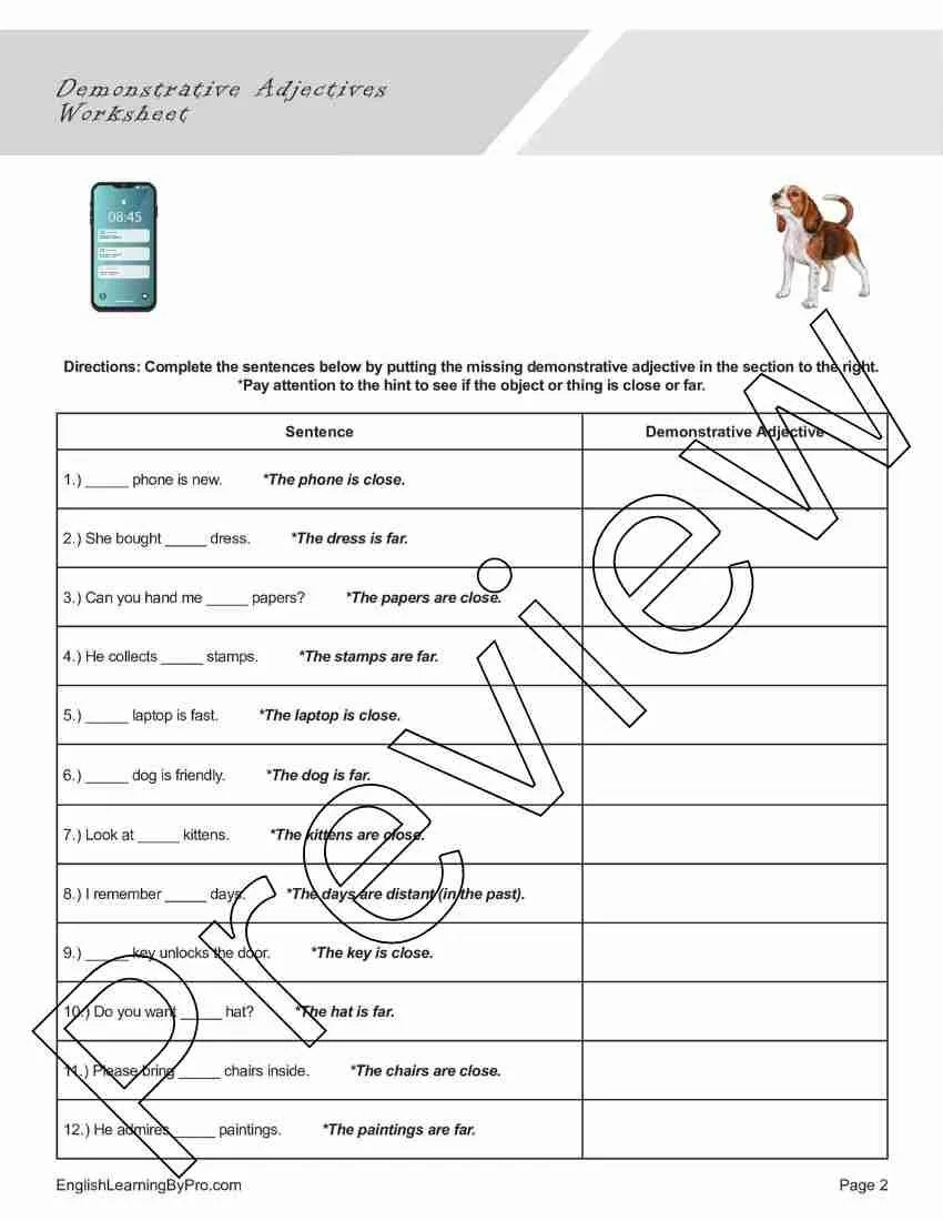 Worksheet for learning demonstrative adjectives in geometry for third graders, image 25 Third grade geometry worksheet featuring demonstrative adjectives this, that, these, and those
