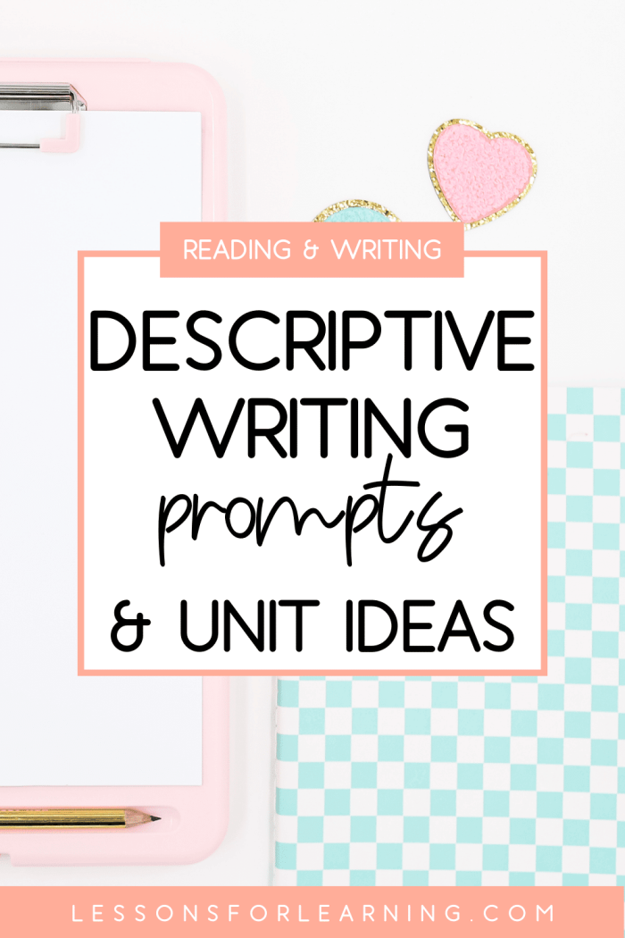 Worksheet titled Descriptive Writing Prompts for beginner writers, image 20 Third grade student worksheet featuring descriptive writing prompts for sentence practice