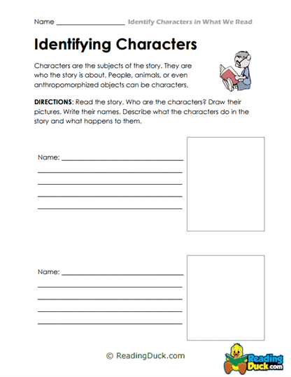 Third grade worksheet focused on recognizing characters and their speech in stories