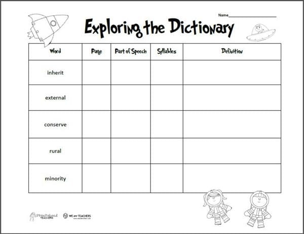 Worksheet for third graders focusing on the use of dictionary formats and definitions Children engaging with a dictionary worksheet designed to enhance their understanding of definitions