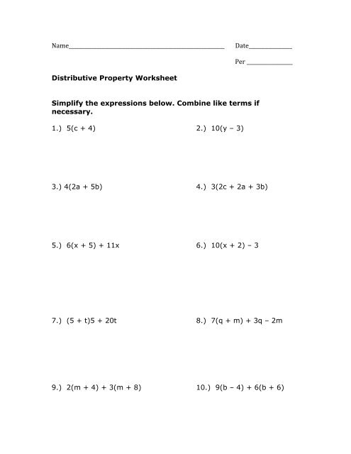 Distributive Property Word Problems Worksheet for Third Grade Students solving word problems using the distributive property in a multiplication worksheet