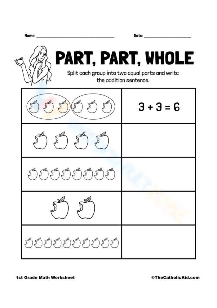 Worksheet image illustrating fractions as parts of a whole for young learners Children engaging with the Fraction Fundamentals: Part of a Whole worksheet for third graders