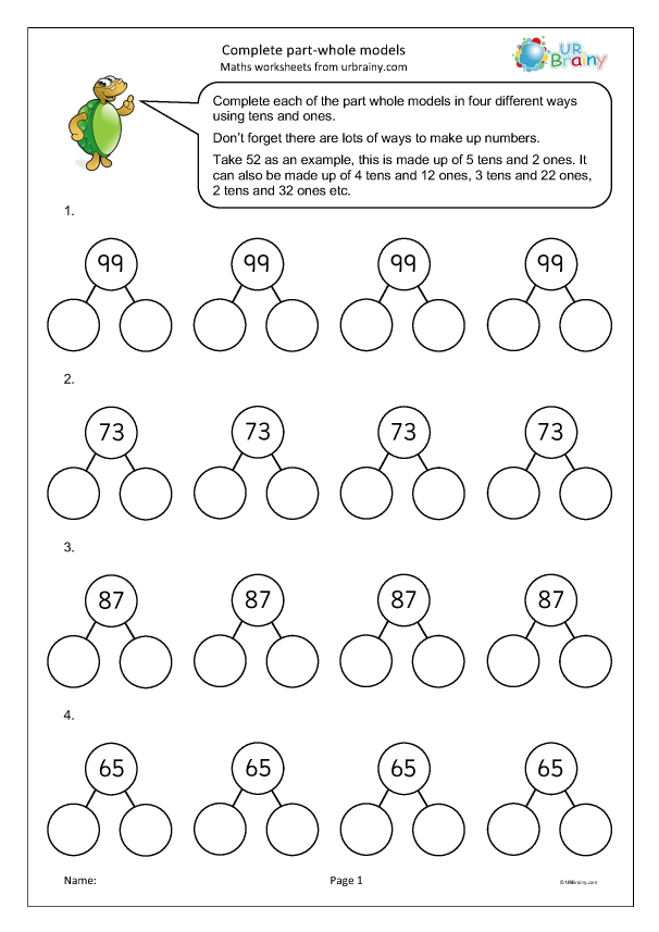 Fraction Fundamentals: Part of a Whole Worksheet Image 13 Worksheet illustrating fractions as parts of a whole for third graders