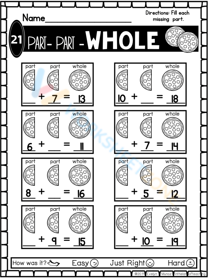 Fraction Fundamentals: Part of a Whole worksheet for grade 3 students Worksheet illustrating fractions as parts of a whole for third graders
